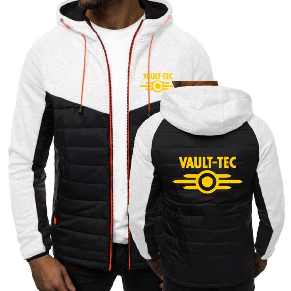 

men's hoodies & sweatshirts games vault tec 2021 college style hoodie for man print hooded jacket zipper warm fleece padded coats, Black