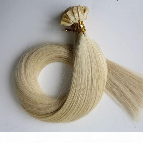 

pre bonded flat tip hair extensions 100g 100strands 18 20 22 24inch #60 platinum blonde brown brazilian indian keratin human hair, Black