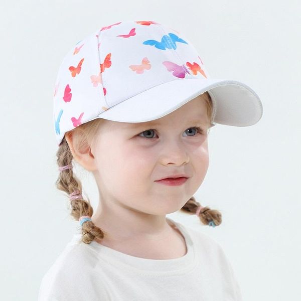 

caps & hats summer kids girls boys printing cotton baseball cap butterfly car sun hat for children cartoon bonnet, Yellow