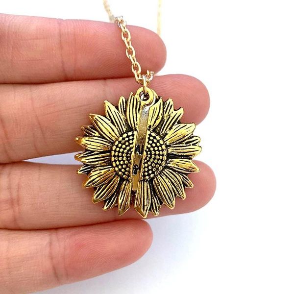 

pendant necklaces expandable sunflower for women men you are my sunshine long chain female sun flower jewelry, Silver