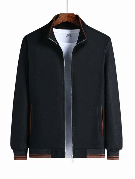 

men zip up striped trim jacket without j4yh#, Black;brown