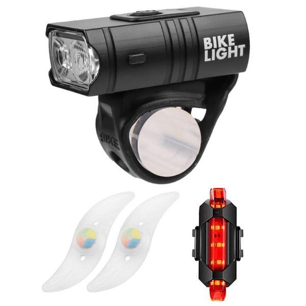 

bike lights 2pcs t6 led bicycle light set 6 modes rainproof front headlight taillight spoke lamp cycling equipment