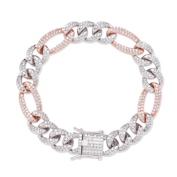 

rillz 10mm personality iced out miami curb men bracelets gold silver color hip hop jewelry cuban chain crystal cz rapper y1125, Black