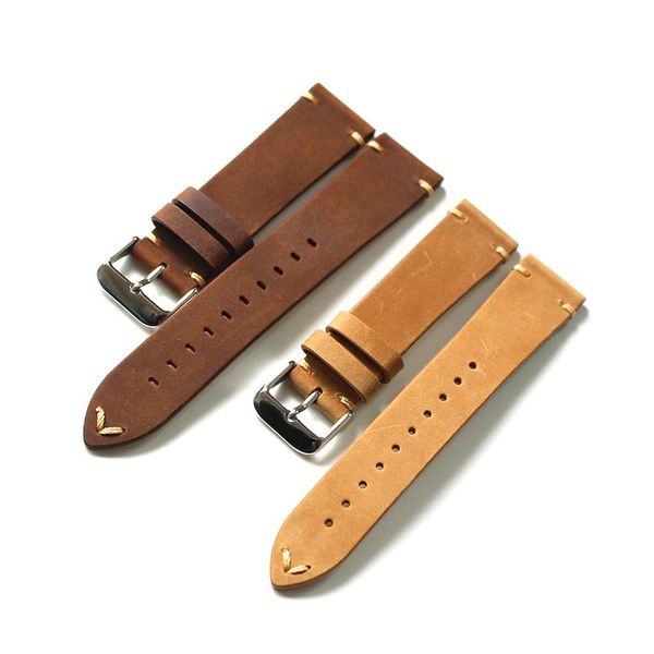 

watch bands handmade genuine leather 20 22mm retro men's strap soft simple, Black;brown