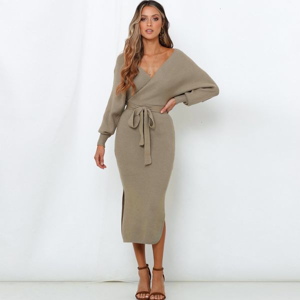 

2021 women new sweater autumn winter elegant batwing robe hiver femme knitted party t gn6u, Black;gray