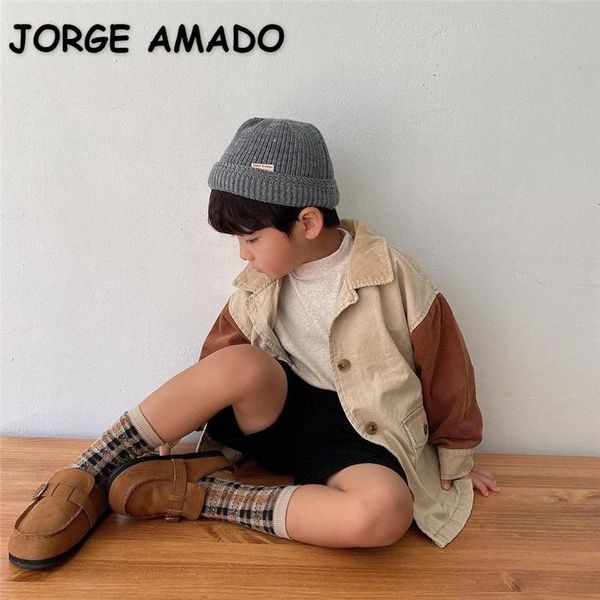 

coat 2021 spring korean style kids boys girls trench casual patchwork pocket outwear children fashion clothes e5024, Blue;gray