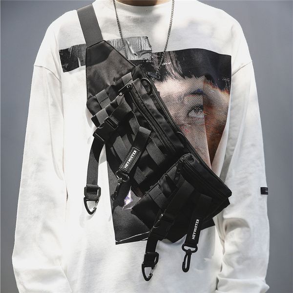 

pockets tide brand large capacity chest bag hip hop multifunctional waist men's soft and women's ins single shoulder oblique