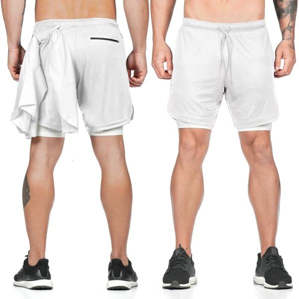 

double en layer mobile phone zak fitness training fast beach shorts, White;black