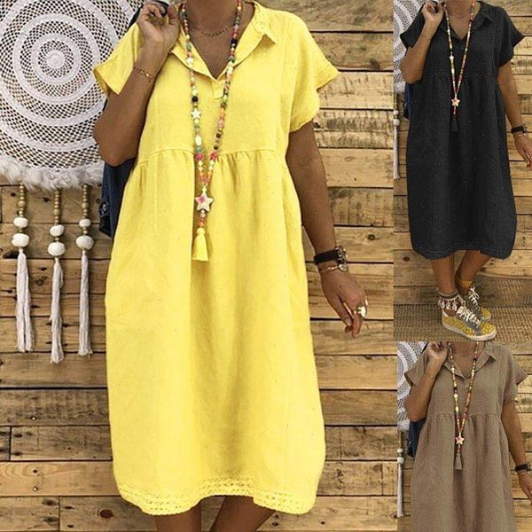 

women summer style feminino vestido t shirt cotton casual plus size ladies dress casual linen dress drop shipping, Black;gray