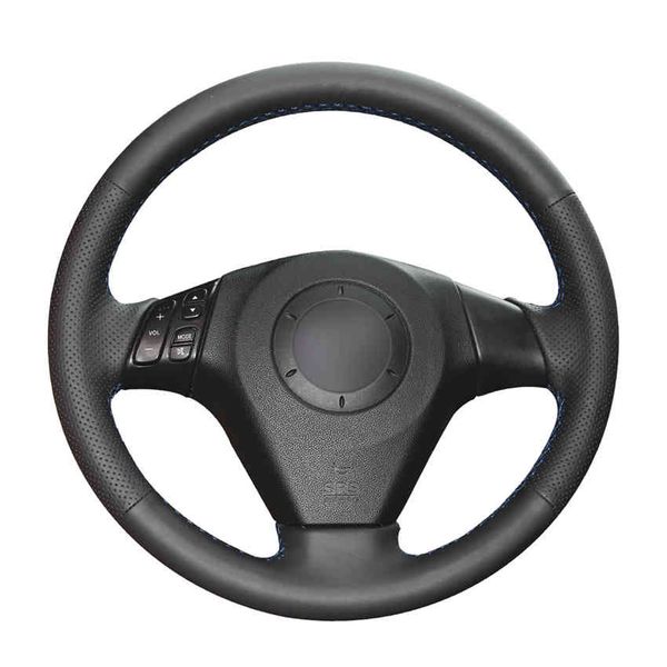 

hand sewing black pu artificial leather car steering wheel covers for 3 axela 2004-2009 5 6 atenza mpv