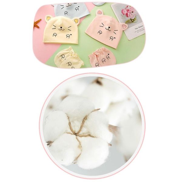 

caps & hats baby cute mouse anti-scratching gloves hat set soft mittens beanie nightcap kit for infant born pography, Yellow