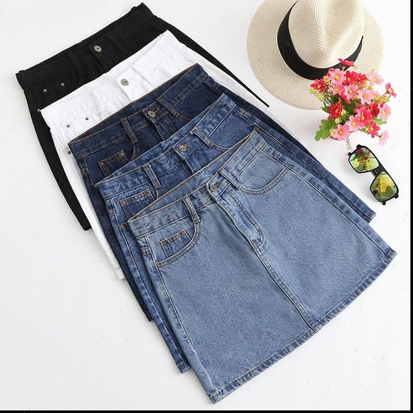 

denim skirt fashion summer high waist korean black skirt package hip jeans harajuku plus size skirt women mini