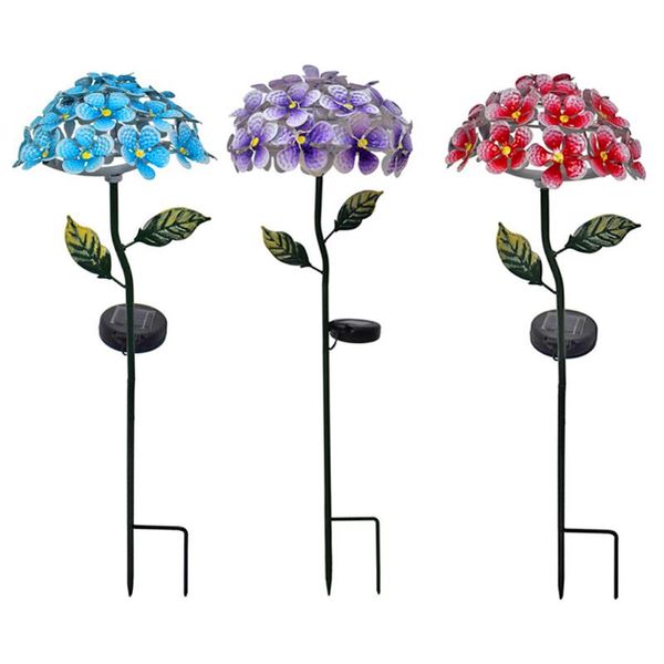 

lawn lamps solar ground lights led outdoor waterproof flickering hydrangea shape stand lantern lamp stake for patio garden yard