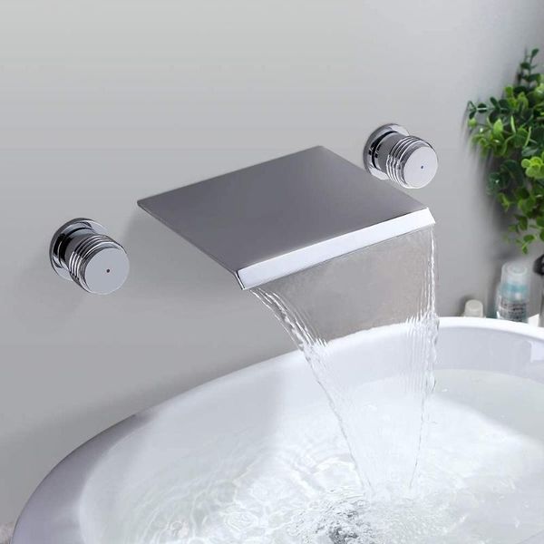 

bathroom shower sets brass waterfall wall mounted basin mixer faucet bathtub with 2 handles cold water tap,chrome