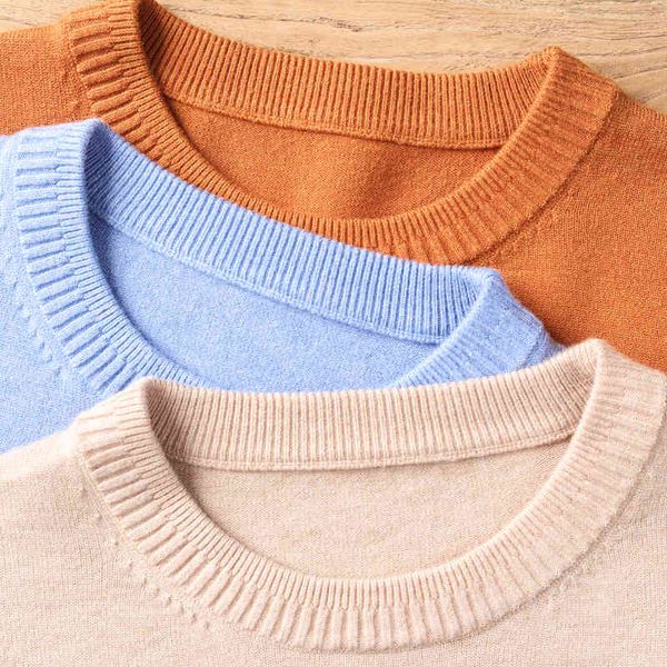 

men autumn winter round neck wool cotton sweater warm base multi-color long sve classic simplicity busins office casual, Black