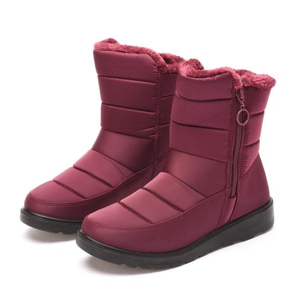 

boots winter women snow warm plush fur ladies casual zip up booties waterproof botines mujer 2021, Black