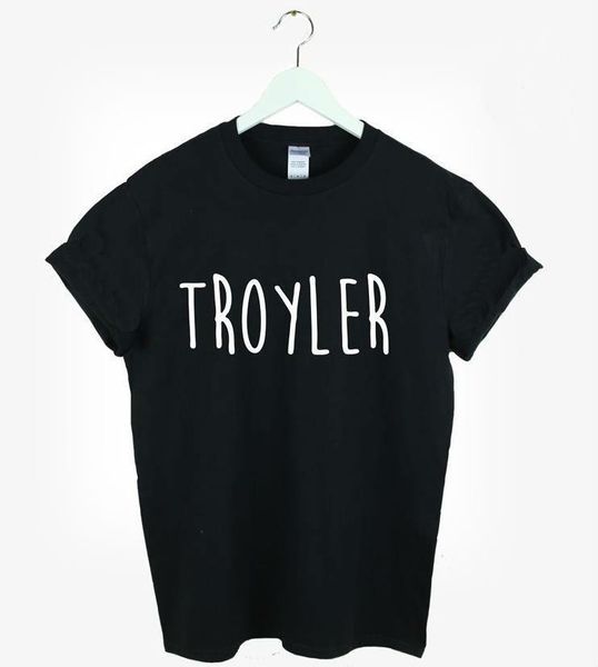 

2021 brand new women tshirt troyler letters print cotton casual funny shirt for lady black white tee hipster zt203-55