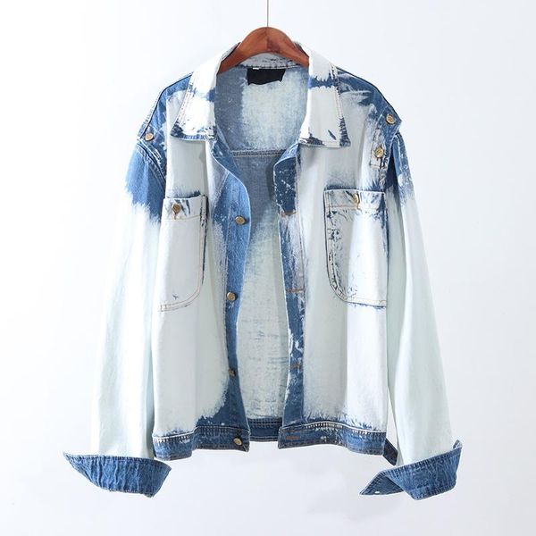 

women's jackets harajuku loose denim jacket women 2021 spring autumn fashion removable sleeve tie dye jeans korean vintage jean coat h5, Black;brown