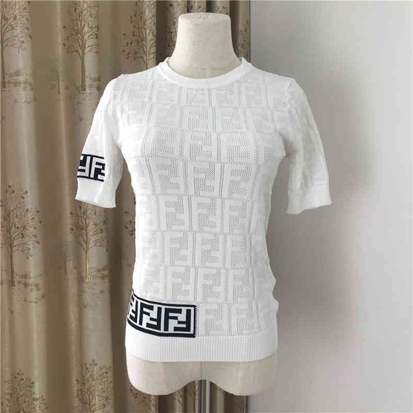 

wholesale custom 70% off spring and summer college style out breathable ice silk knitted women's short sleeve pullover letter t-shirt, Black