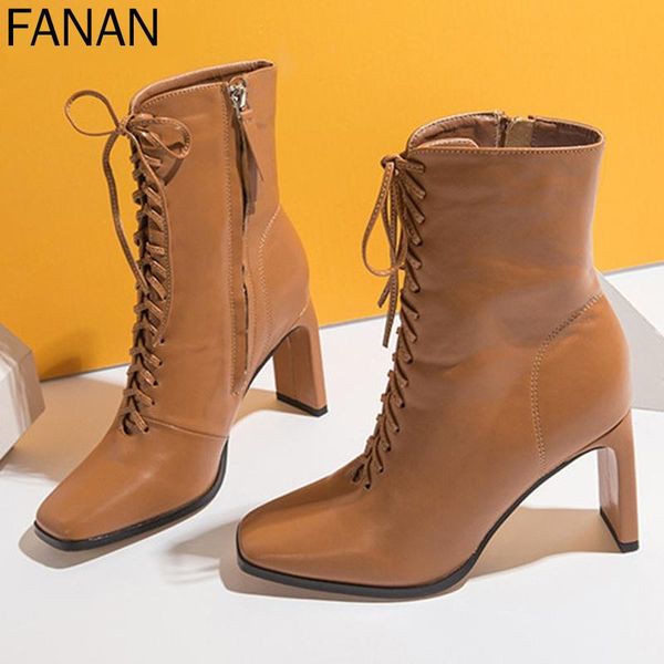 

boots para mujer cuadrado con correa zapatos de fashion heel height type boot toe shape with platforms style fit, Black