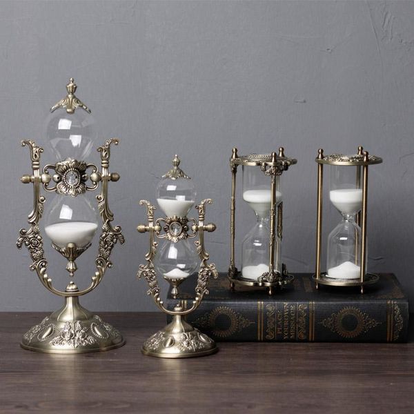 

europe hourglass timer 15/30min clock sand metal+glass decorative sand hourglasses timer for desk decoration a06-3