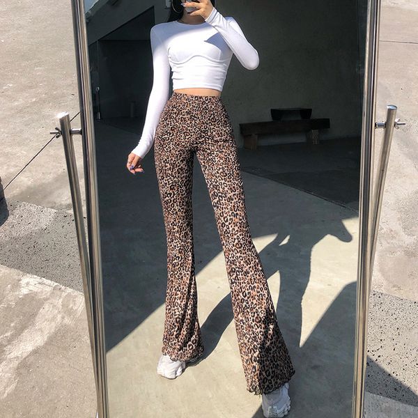 

new spring feminine casual high-waist temperament leopard fashion print micro-la pants loose leg k8q5, Black;white
