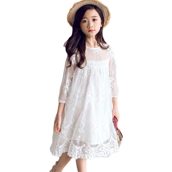 

princess dress girls lace party wedding kids es white children's clothes teenage mesh costumes for 210528, Red;yellow
