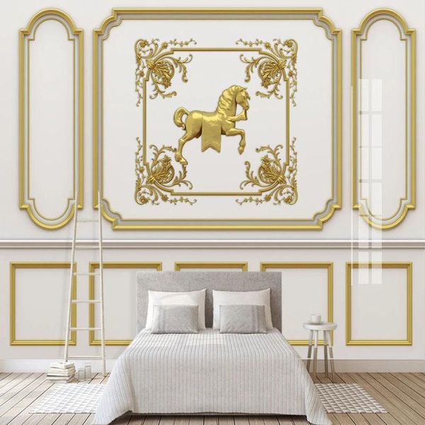 

wallpapers pvc wallpaper european style 3d stereo carved golden decorative lattice po wall murals living room bedroom home decor sticker