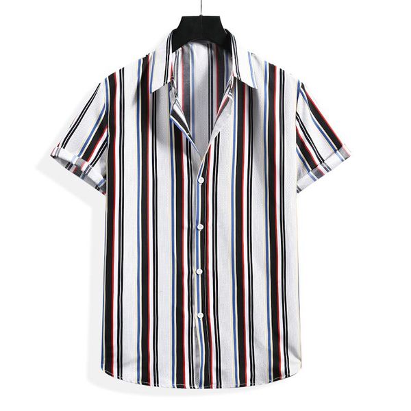 

men's casual shirts fashion simple striped foreign trade beach short sleeve shirt men summer 2021 quality cotton linen luxury chemise h, White;black