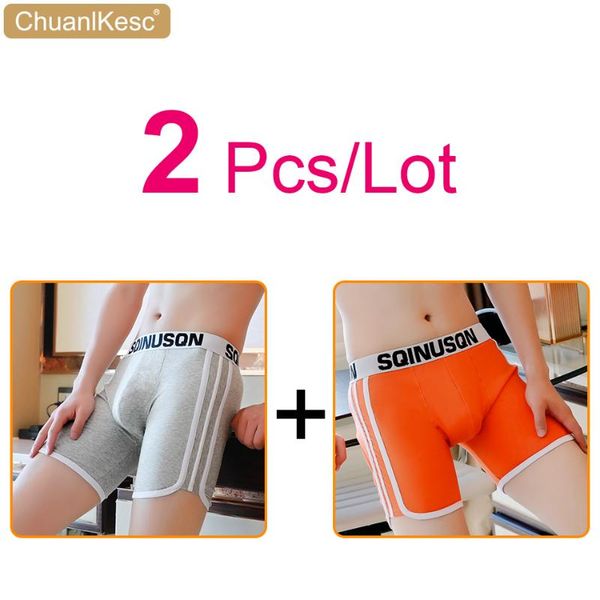 

underpants men's panties long flat pants pure cotton comfortable sports wear resistant leg fashion biker shorts 2 pcs/lot, Black;white