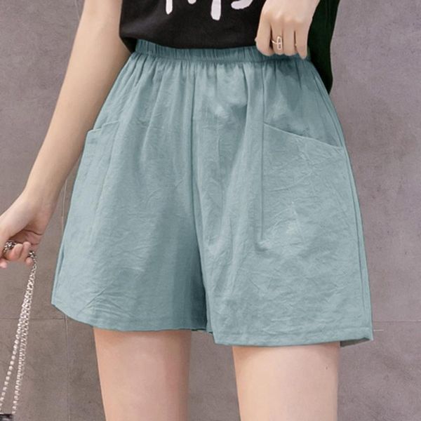 

women's shorts summer high waist linen loose casual thin wide leg feminino spodenki damskie femme, White;black