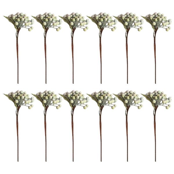 

decorative flowers & wreaths 12 pcs artificial berry green bean foam home decor small fake bacca fruit branch decoration faux plant