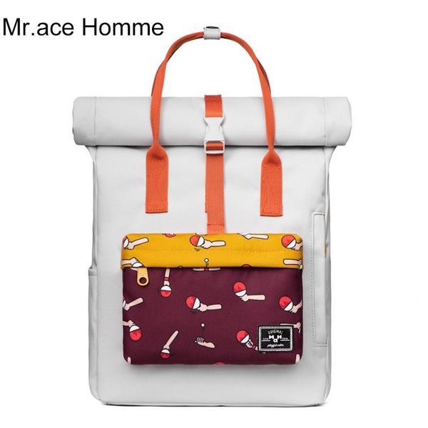 

backpack lapwith handle women kawaii waterproof fashion cute school for teenagers girl pingpong print travel bag