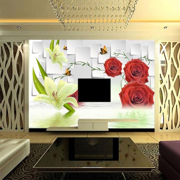 

wallpapers custom 3d wallpaper elegant rose romantic red flower wall mural pvc home decoration
