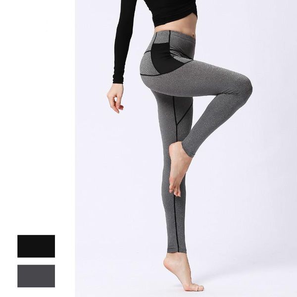 

yoga outfits pants women's european and american running exercise splicing fitness seamless high waist hip lifting capris, White;red