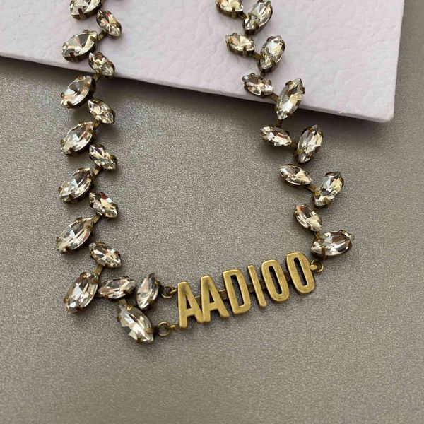 

aaa designer jewelry harajuku women's cat gold punk ear of wheat inlaid letter geometric necklace, Silver