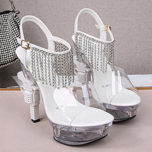 

sandals summer 2021 all-match thick-soled large size 34-43 open-toe high-heeled thick-heeled for women, Black