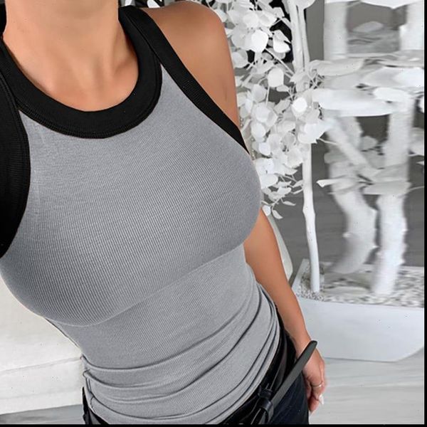 

summer striped print sleeveless knitted blouse shirts hollow out o neck womens and blouses elegant slim fit bodycon blusas, White