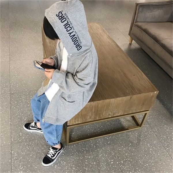 

2022 autumn new boys children ins cotton pure cotton zipper cardigan fashion sweater hooded teenagers 2-10y, Blue