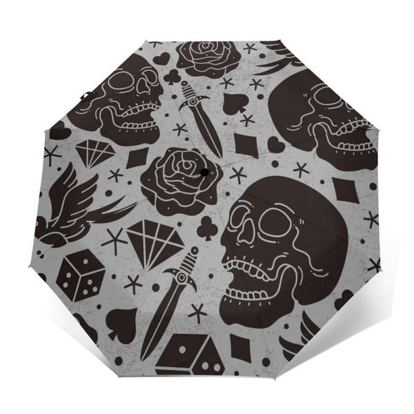 

umbrellas horror tattoo windproof automatic folding inverted umbrella portable paraguas for man woman