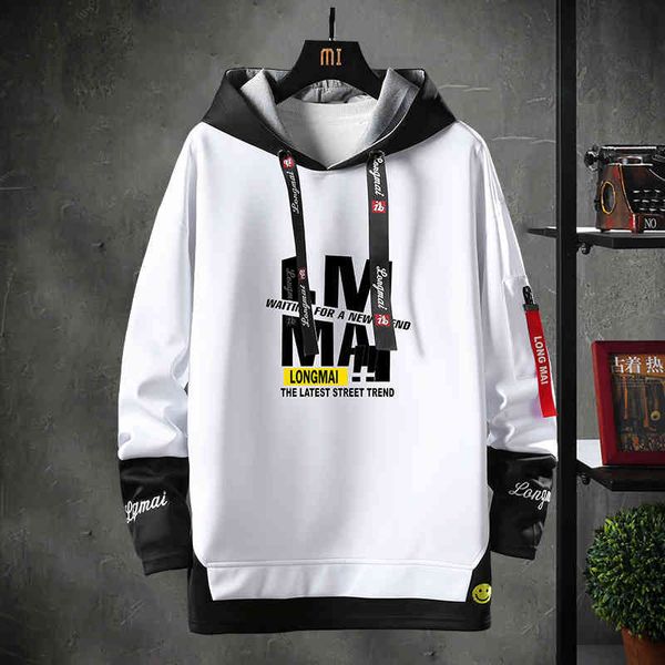 

men's hoodies & sweatshirts long-sleeve sweatshirt, designer blouse, hip hop style, hoodie, color contrast, black and white usy7