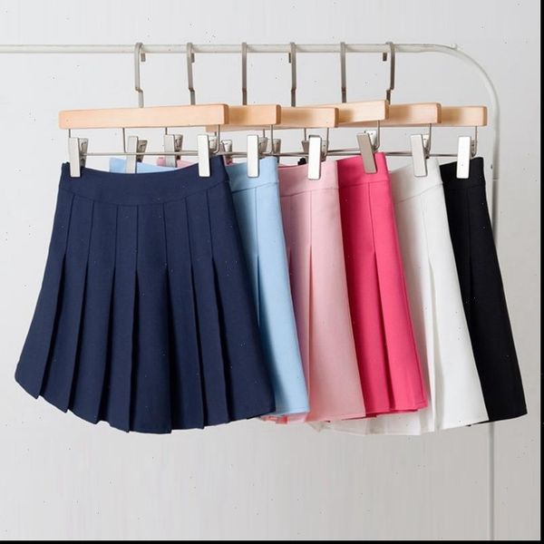 

short pleated skirt korean school mini skirt women fashion 2021 summer skirts womens teens girl jupe femme white black xs
