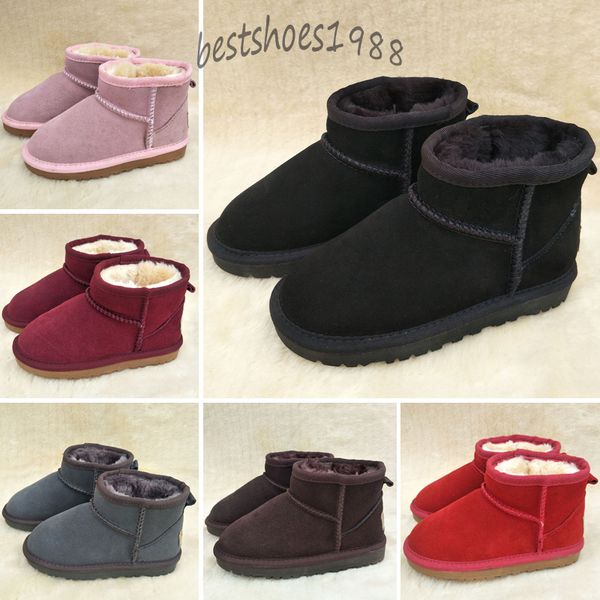 

brand children shoes girls boots winter warm ankle toddler boys bot shoe kids snow boot children's plush, Black