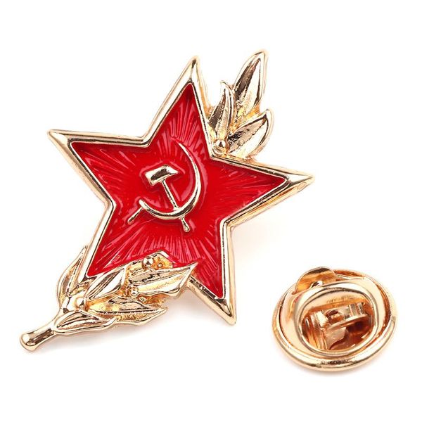 

pins, brooches souvenir badge lapel pins russia red star hammer sickle wheat logo brooch communism soviet union ussr pin cold memory, Gray