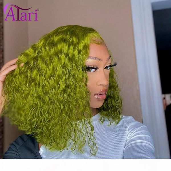 

transparent bob wig brazilian virgin hair curly human hair wig short bob lace front pre plucked for women jerry curly, Black;brown