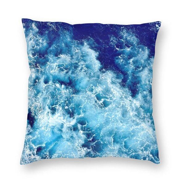 

cushion/decorative pillow fashion blue ocean waves cover decoration 3d double side print aerial view of sea cushion for car