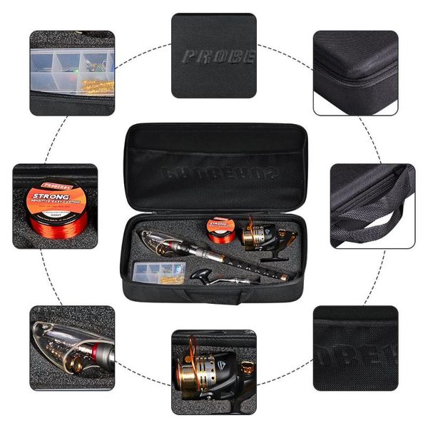 

rod reel combo fishing lure fish nylon line bag box tackle tool set rods kit