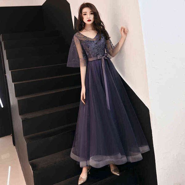 

luxury prom dresses banquet evening 2021 autumn winter fashion elegant celebrity purple long style aura queen small, Black
