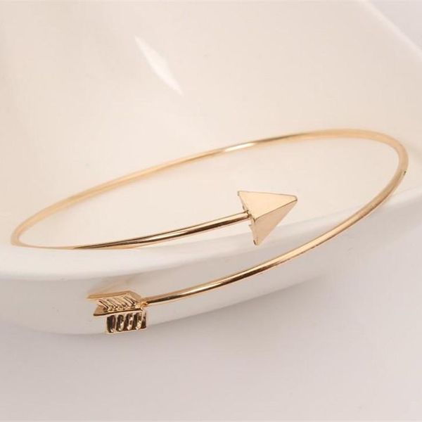 

women girls alloy cuff bangles gold alloy arrow opening bracelet female wholesale, Golden;silver