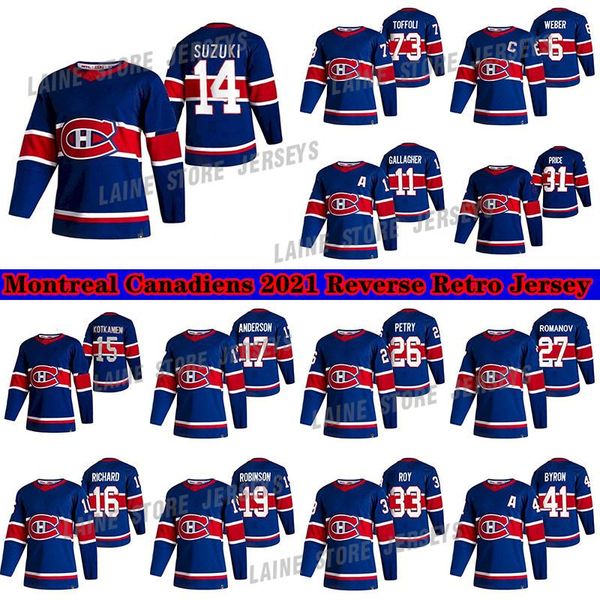

montreal canadiens jersey 2020-21 reverse retro 14 nick suzuki 31 carey price 73 tyler toffoli 27 romanov 11 brendan gallagher hockey jersey, Black;red